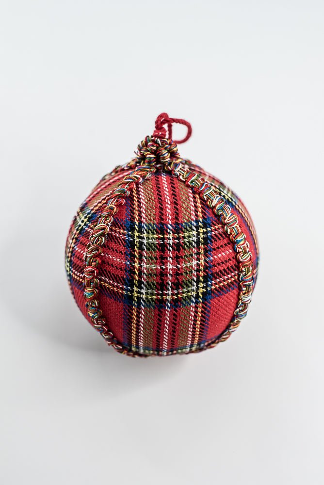 Red Tartan Plaid Ball Ornament - 5" - Greenery MarketXM6305-RE/MX