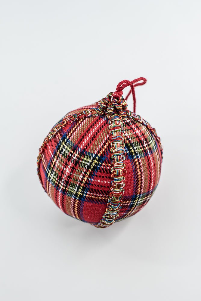 Red Tartan Plaid Ball Ornament - 5" - Greenery MarketXM6305-RE/MX