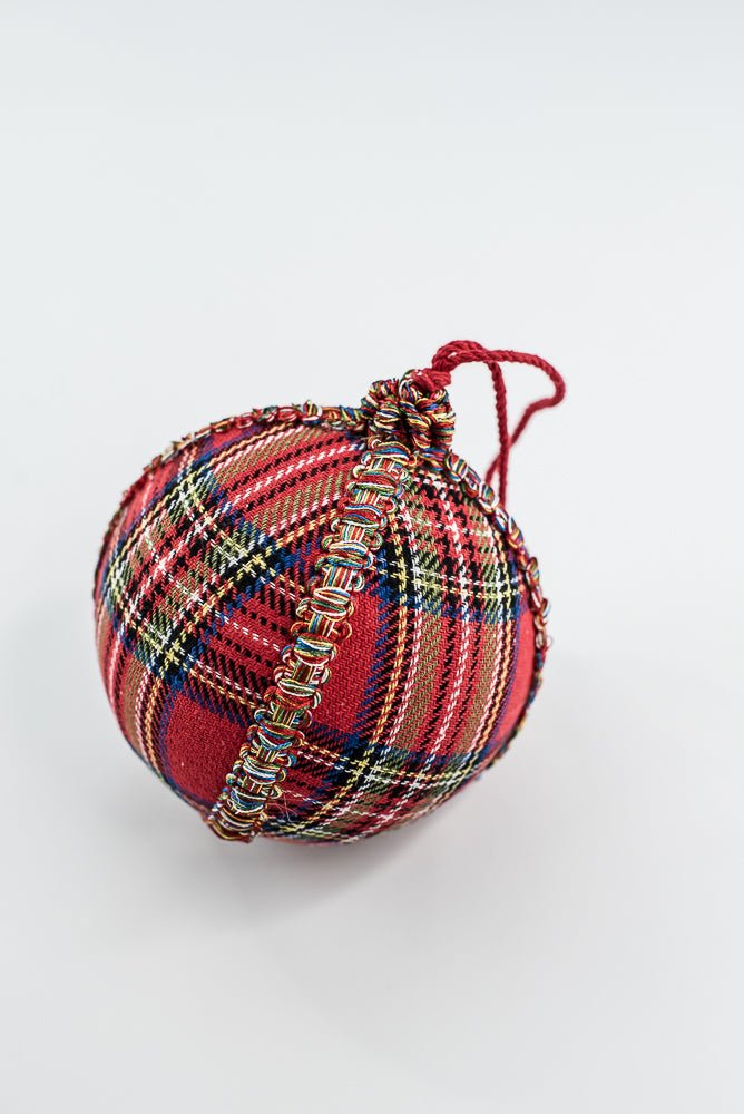 Red Tartan Plaid Ball Ornament - 5" - Greenery MarketXM6305-RE/MX