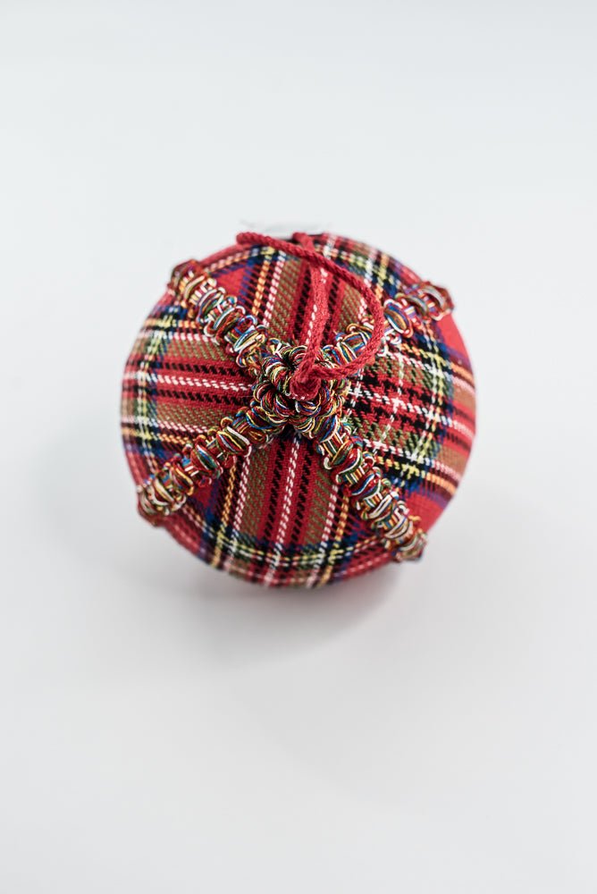 Red Tartan Plaid Ball Ornament - 5" - Greenery MarketXM6305-RE/MX