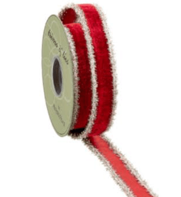 Red Tinsel Edged Velvet Ribbon - 1" - Greenery MarketRV8121-RE