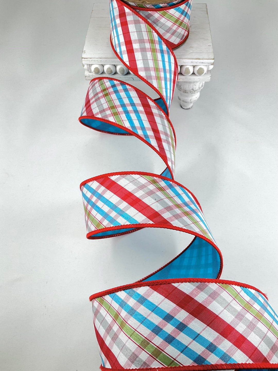 Red, Turquoise & Apple Wired Taffeta Ribbon - 2.5 - Greenery Market5609W-035-63E