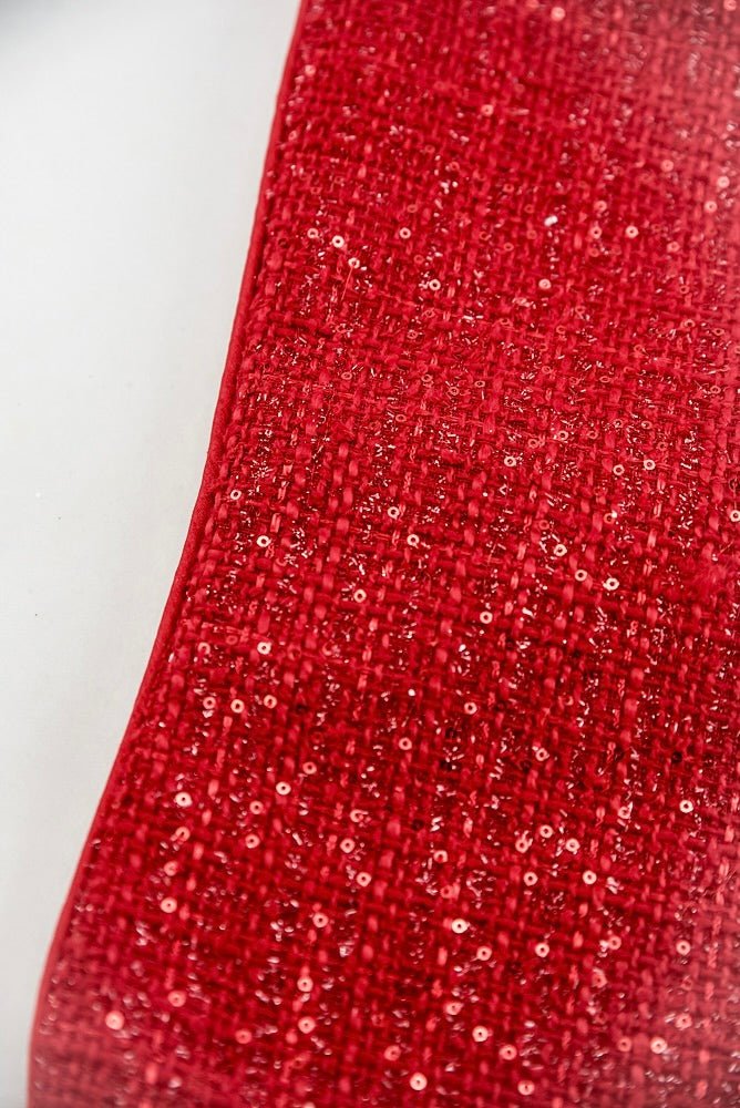 Red Tweed Sequin Fur Stocking - 25" - Greenery MarketChristmas Stockings258116