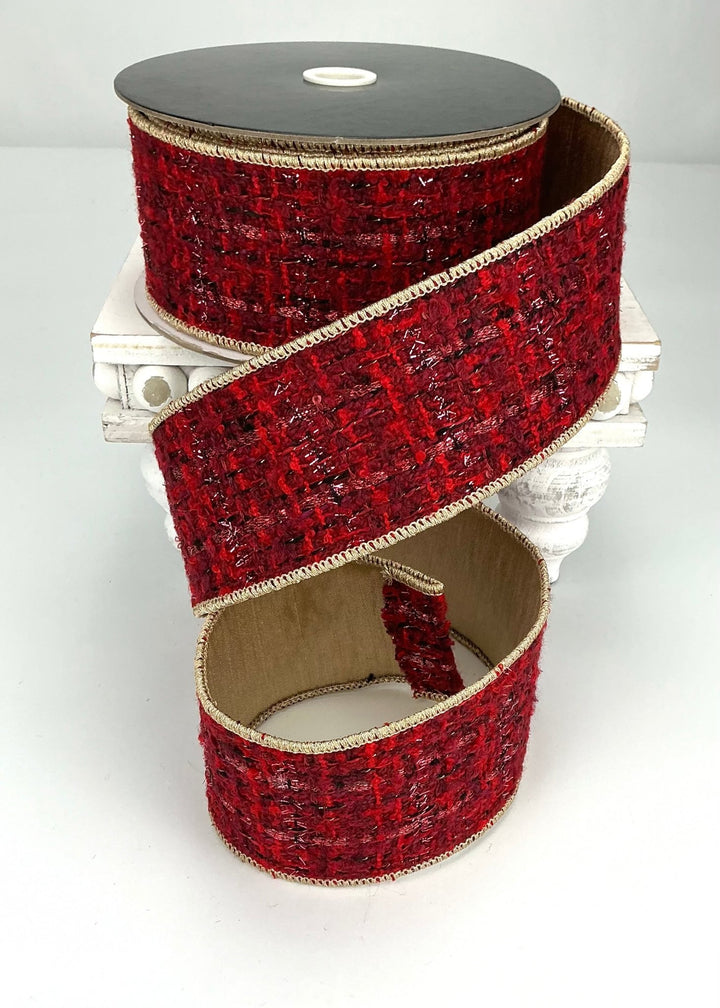 Red tweed wired ribbon 2.5” - Greenery MarketRibbons & Trim239565