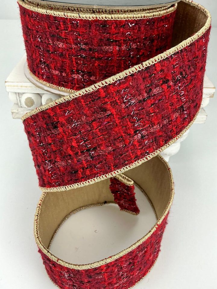 Red tweed wired ribbon 2.5” - Greenery MarketRibbons & Trim239565