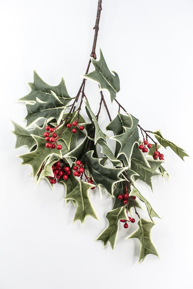 Red Variegated Holly Spray With Berries - 31" - Greenery MarketXHS530-VG/RE