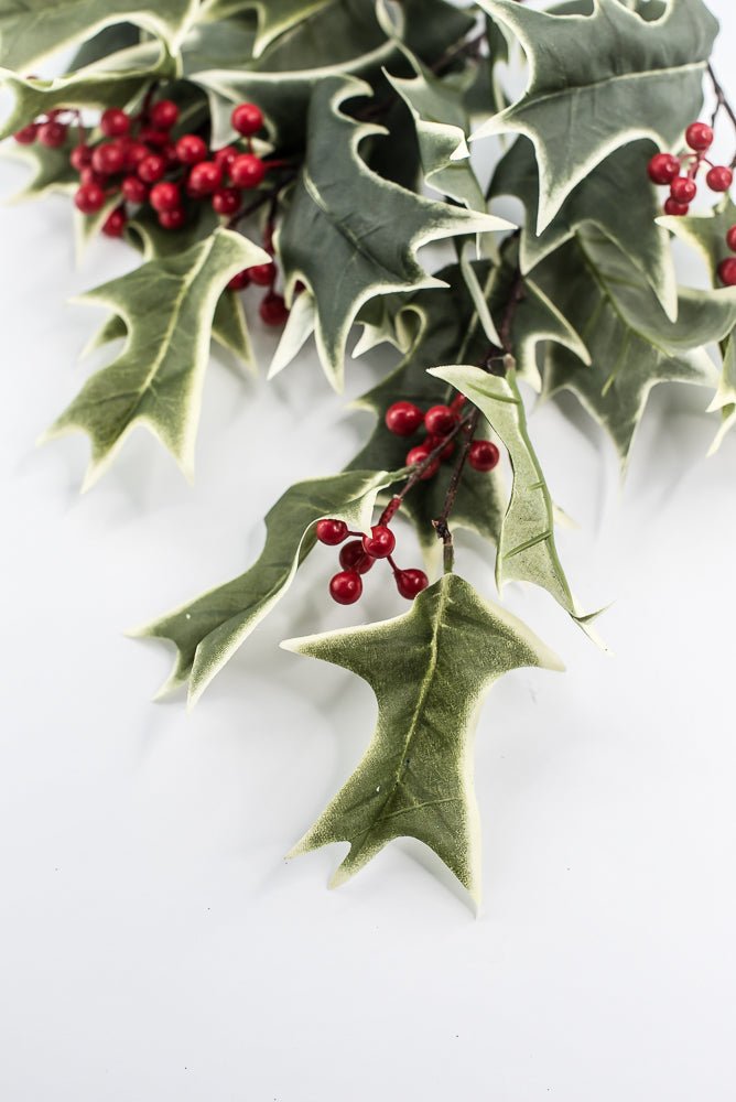 Red Variegated Holly Spray With Berries - 31" - Greenery MarketXHS530-VG/RE