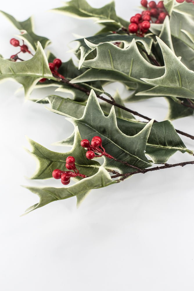 Red Variegated Holly Spray With Berries - 31" - Greenery MarketXHS530-VG/RE