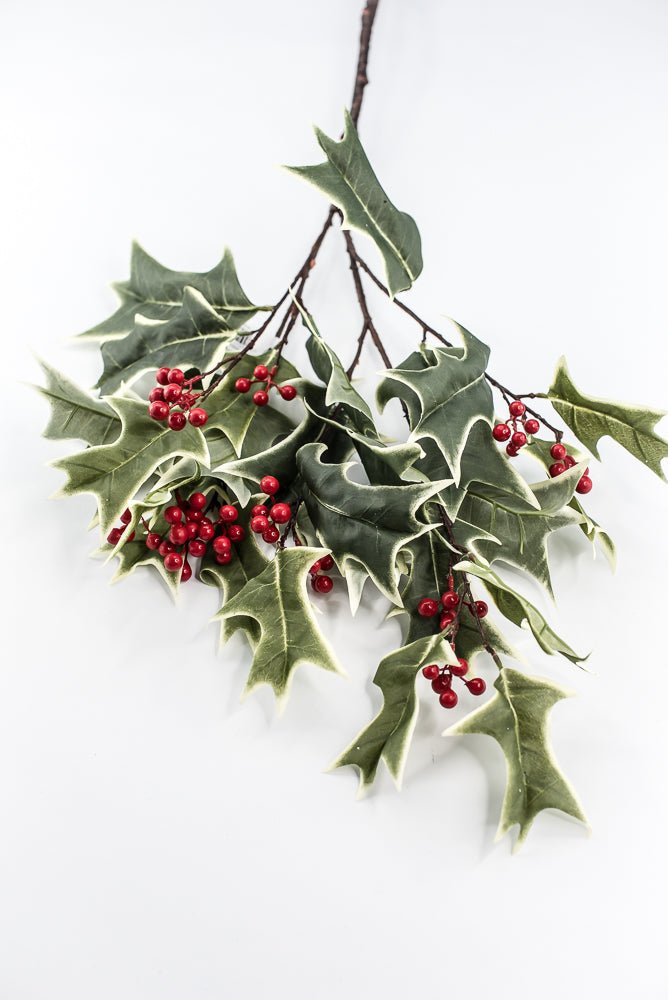 Red Variegated Holly Spray With Berries - 31" - Greenery MarketXHS530-VG/RE