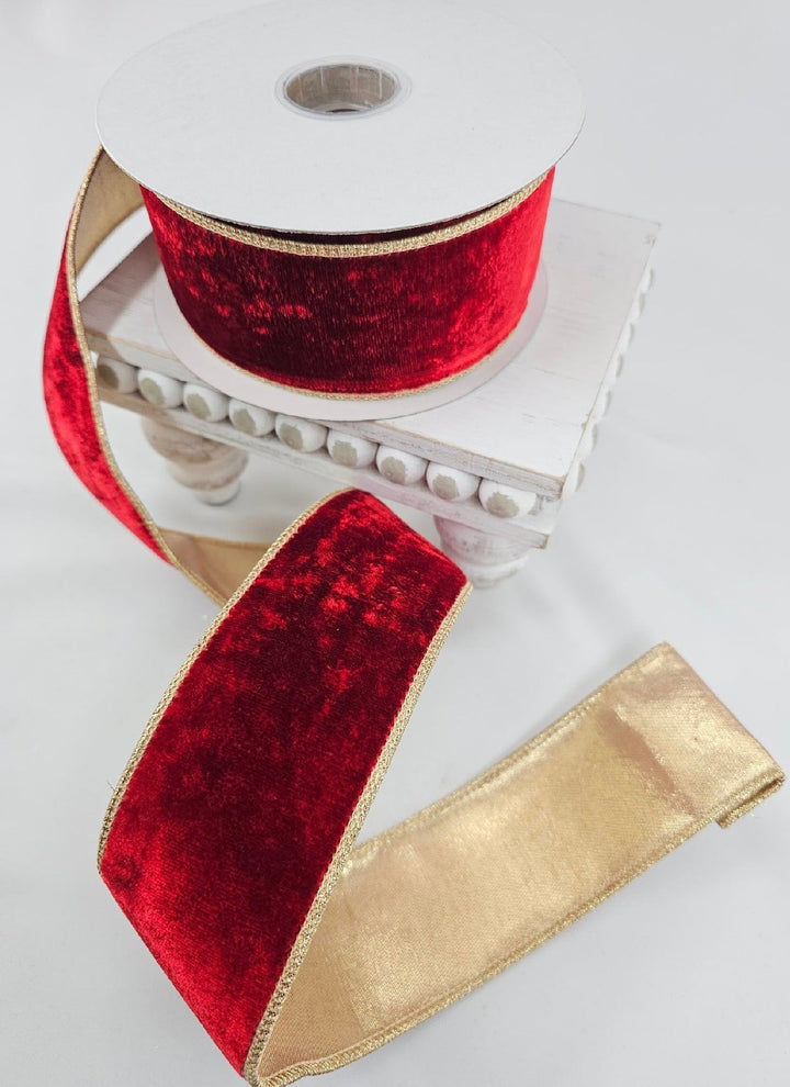 Red Velvet Gold Back Ribbon - 4" - Greenery MarketXR583/4R