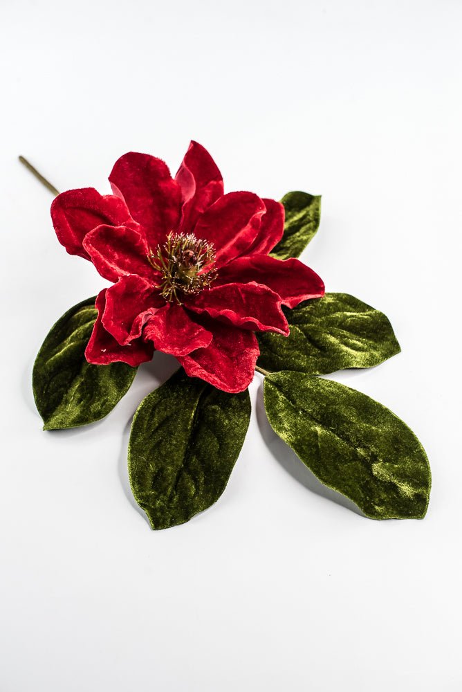 Red Velvet magnolia and leaf pick - Greenery MarketXf537 - rg