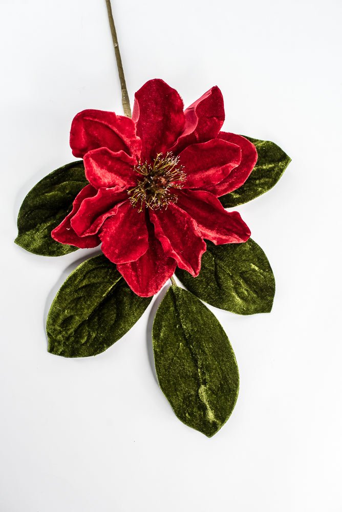 Red Velvet magnolia and leaf pick - Greenery MarketXf537 - rg
