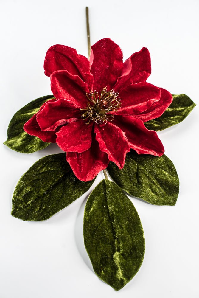 Red Velvet magnolia and leaf pick - Greenery MarketXf537 - rg