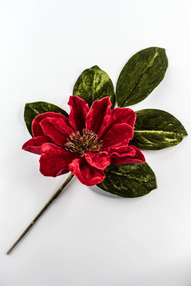 Red Velvet magnolia and leaf pick - Greenery MarketXf537 - rg