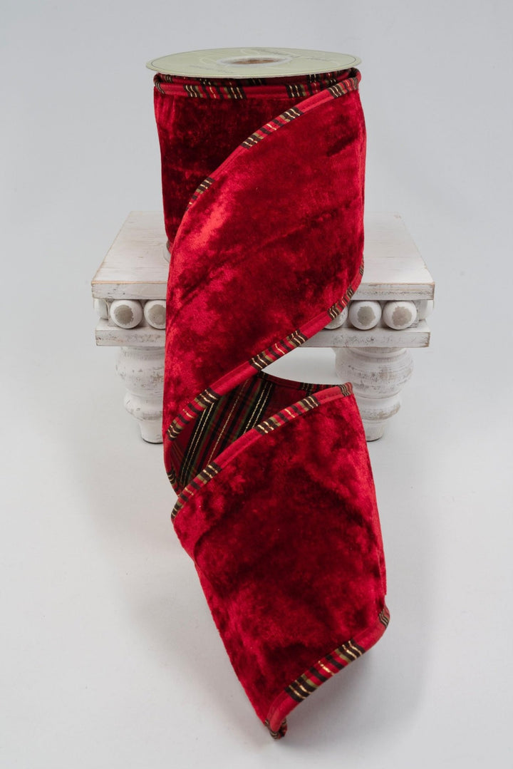 Red Velvet Plaid Ribbon - 4" - Greenery MarketRW6841-RE