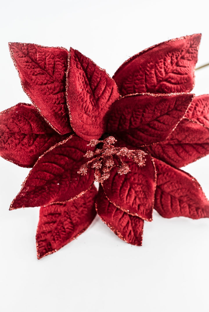 Red velvet poinsettia pick - Greenery MarketChristmas84825RD