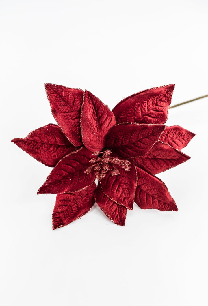 Red velvet poinsettia pick - Greenery MarketChristmas84825RD