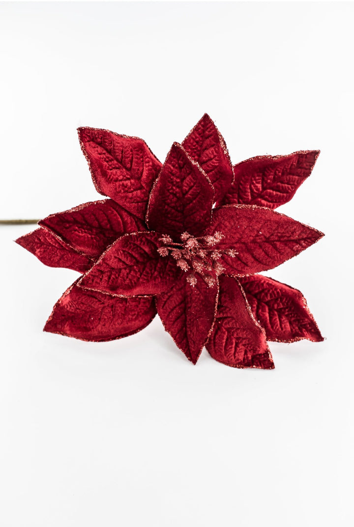 Red velvet poinsettia pick - Greenery MarketChristmas84825RD