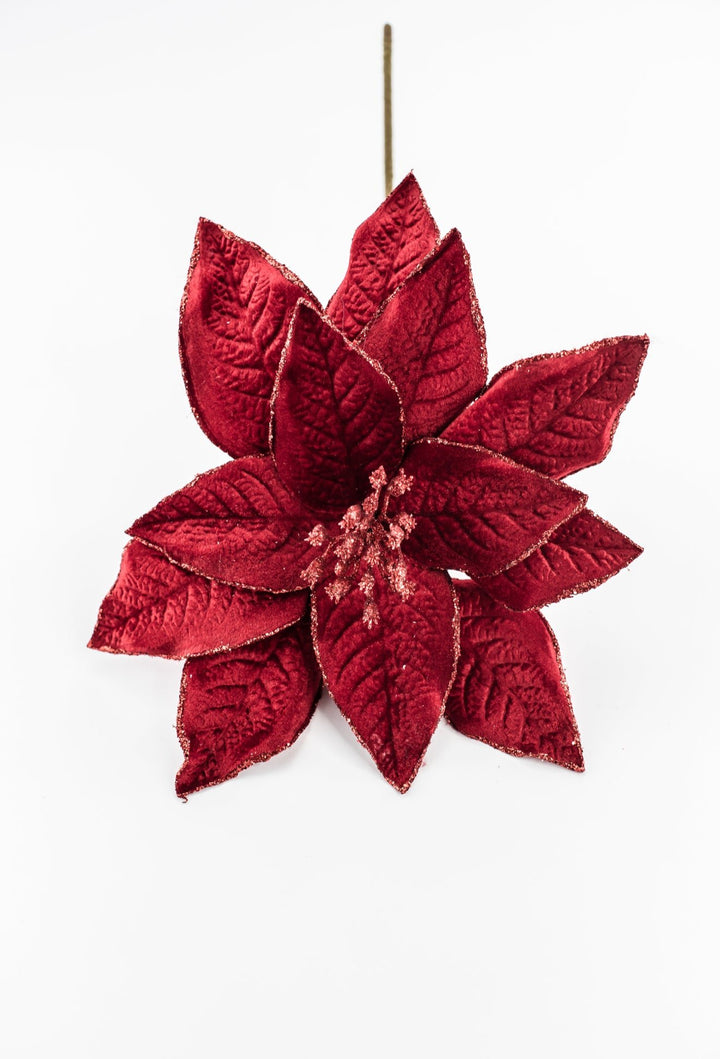 Red velvet poinsettia pick - Greenery MarketChristmas84825RD