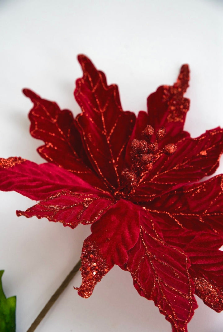 Red Velvet poinsettia stem - Greenery Market83089RD