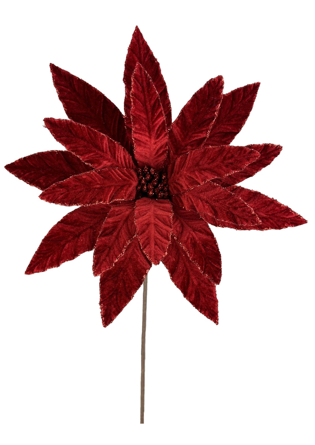 Red velvet poinsettia with glitter edge - Greenery Market86075RD