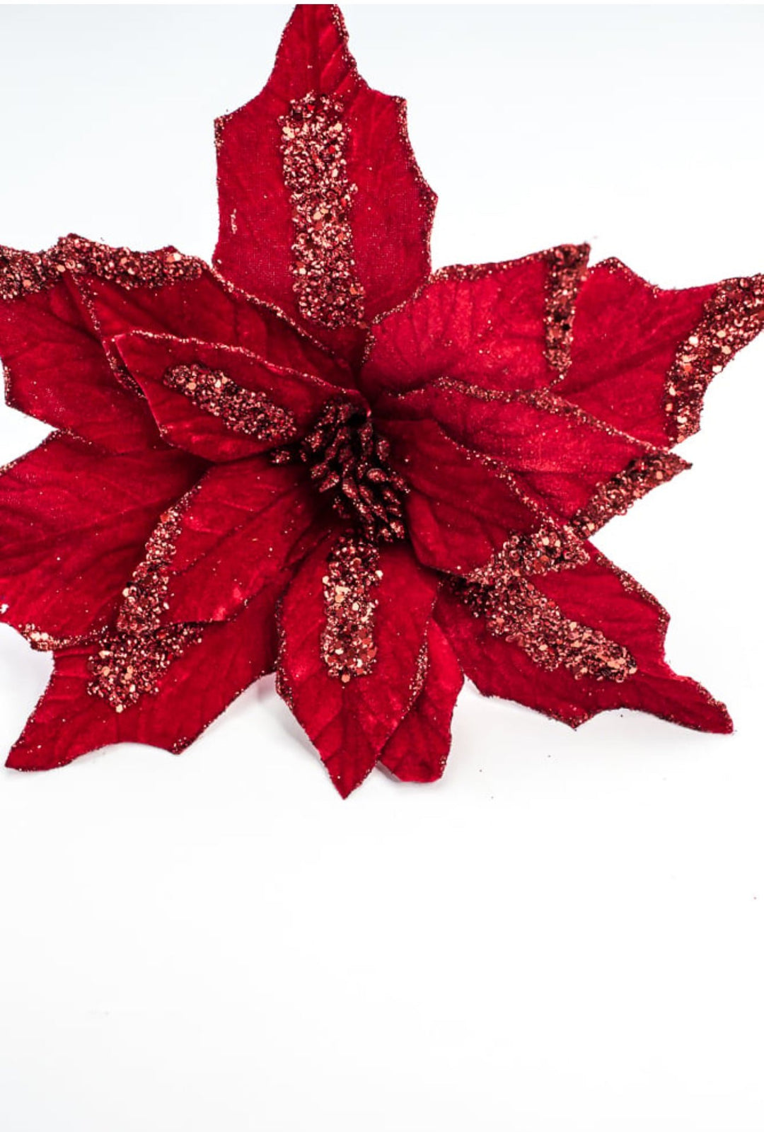 Red velvet poinsettia with sequin accents - Greenery MarketXS411124