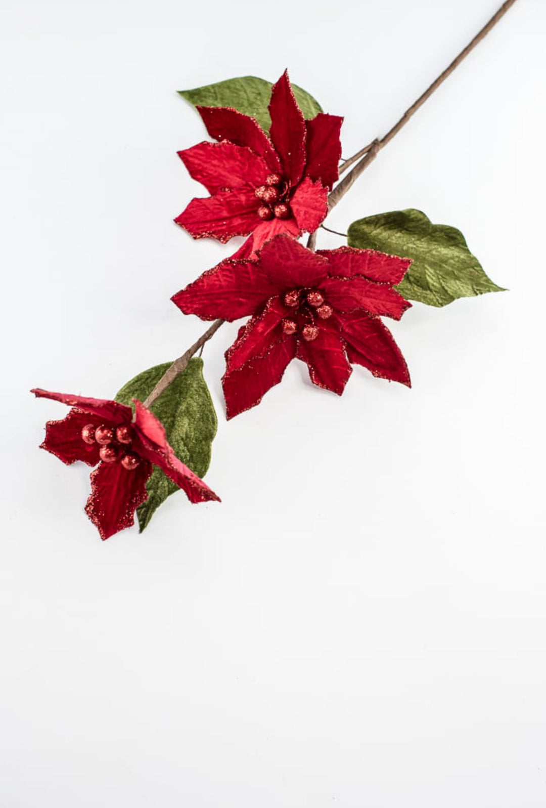 Red velvet poinsettias spray - Greenery MarketMTX64316