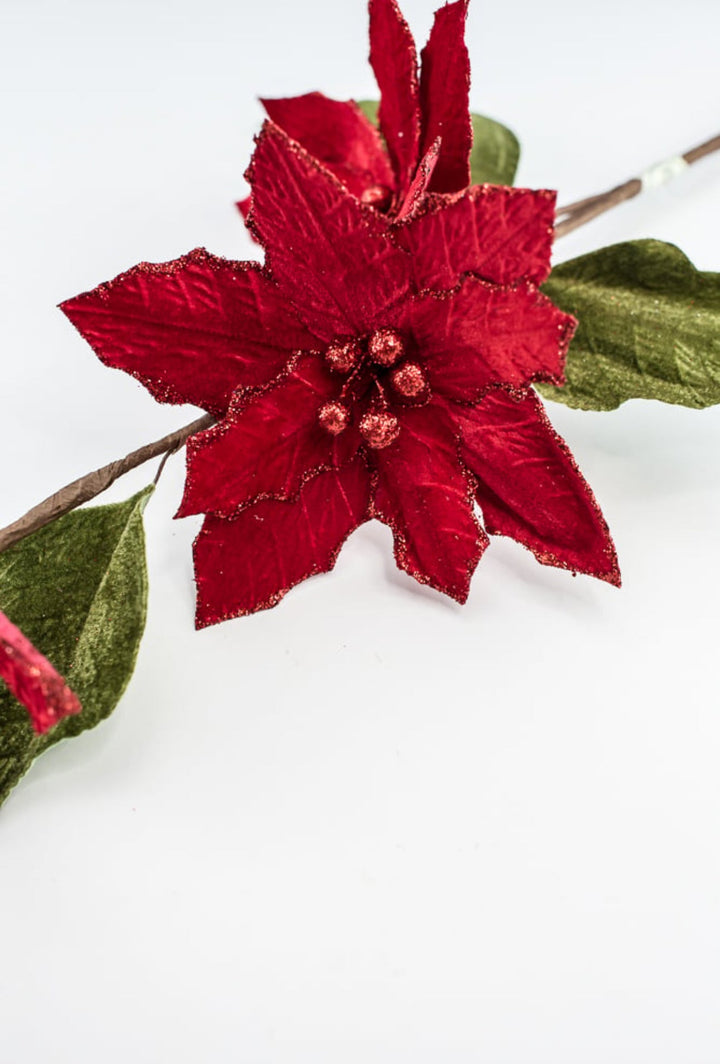 Red velvet poinsettias spray - Greenery MarketMTX64316