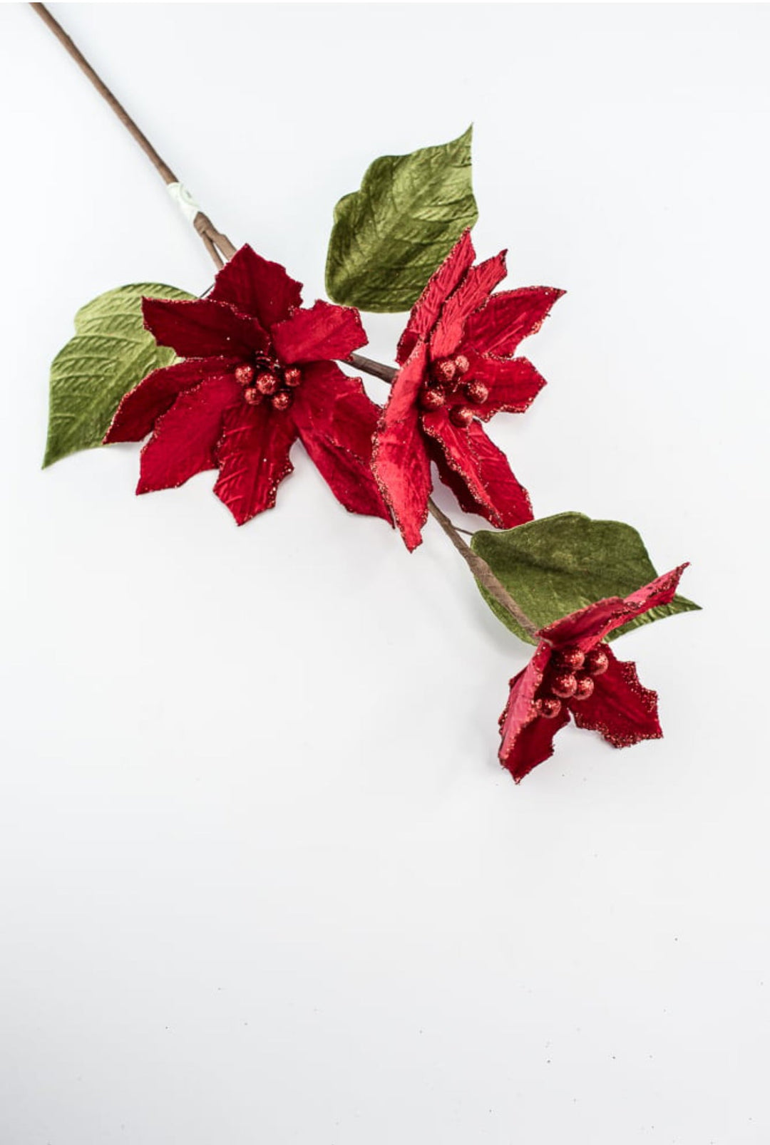 Red velvet poinsettias spray - Greenery MarketMTX64316