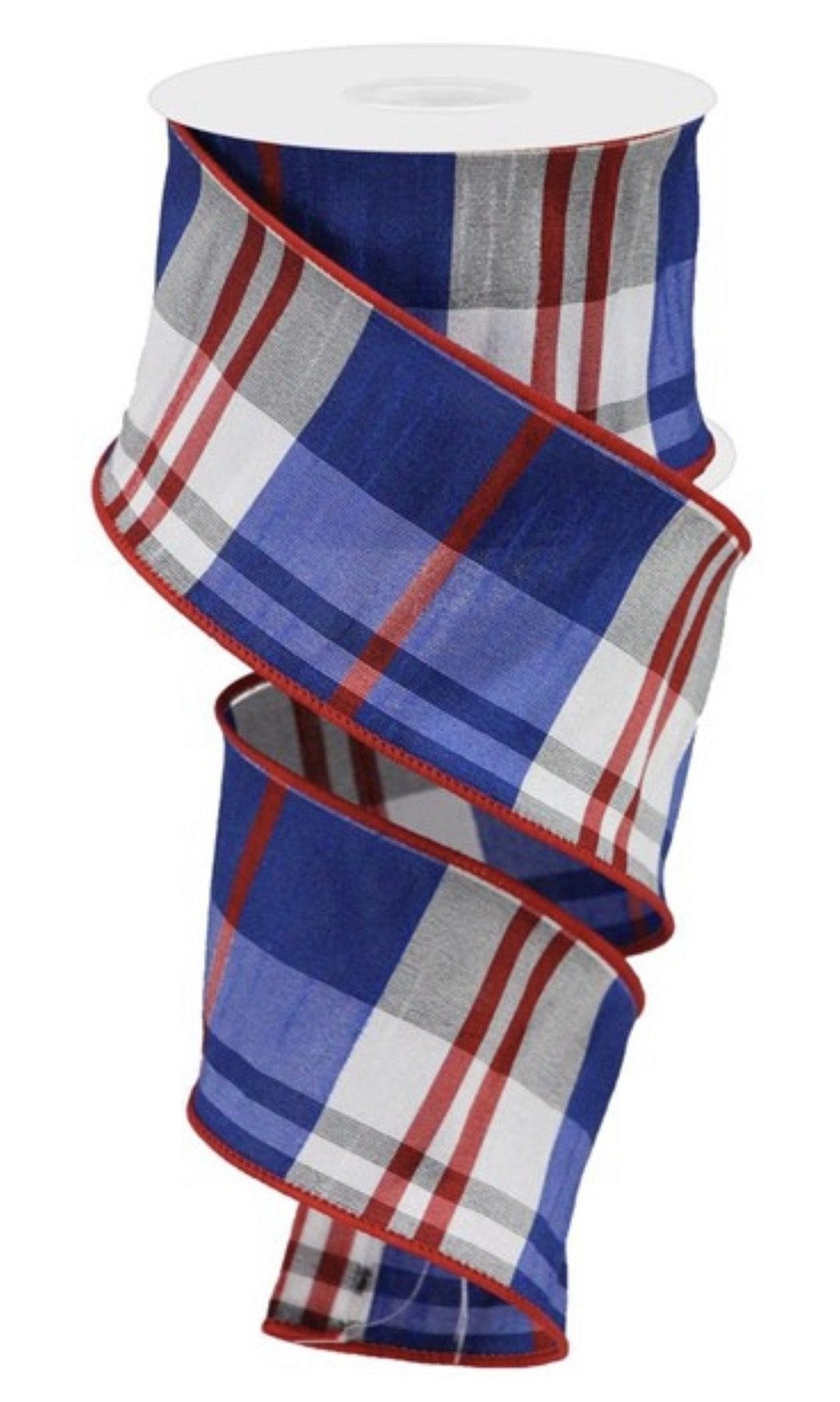 Red, white, and blue plaid, 2.5” wired ribbon - Greenery MarketWired ribbonRGA12347J