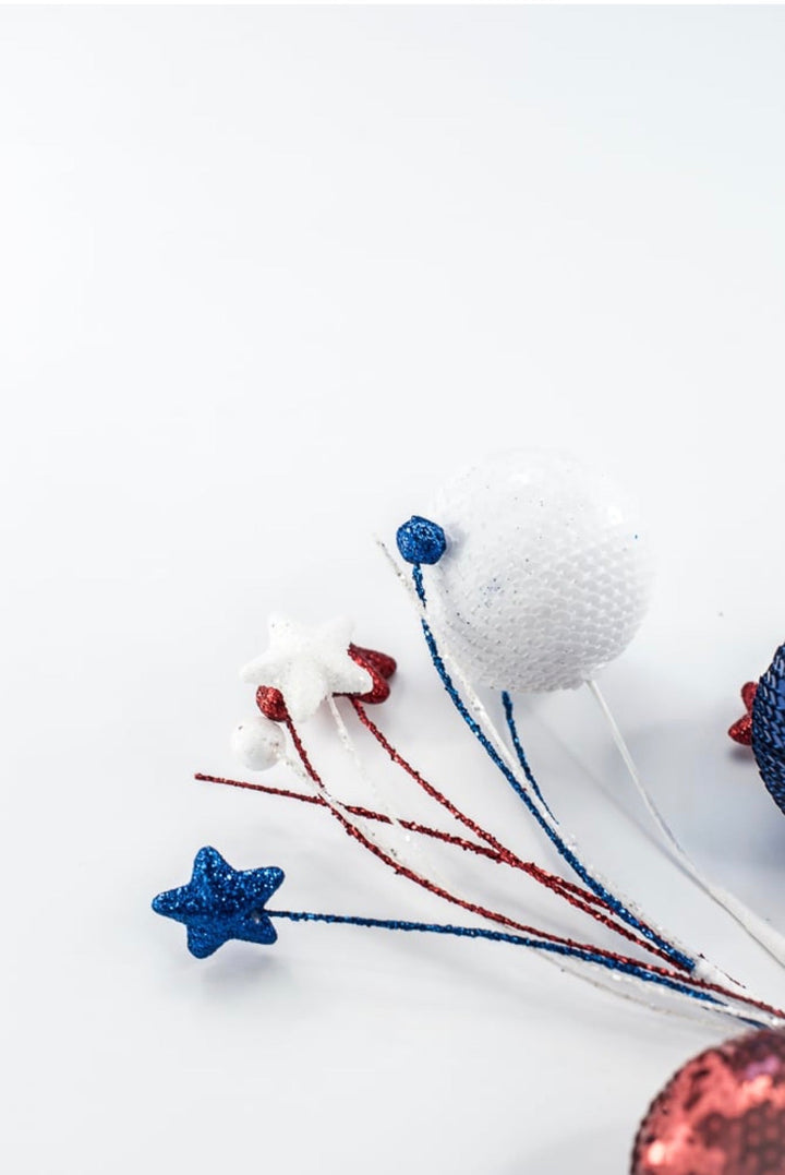 Red white and blue sequin ball spray - Greenery Marketwreath enhancements74229RWB
