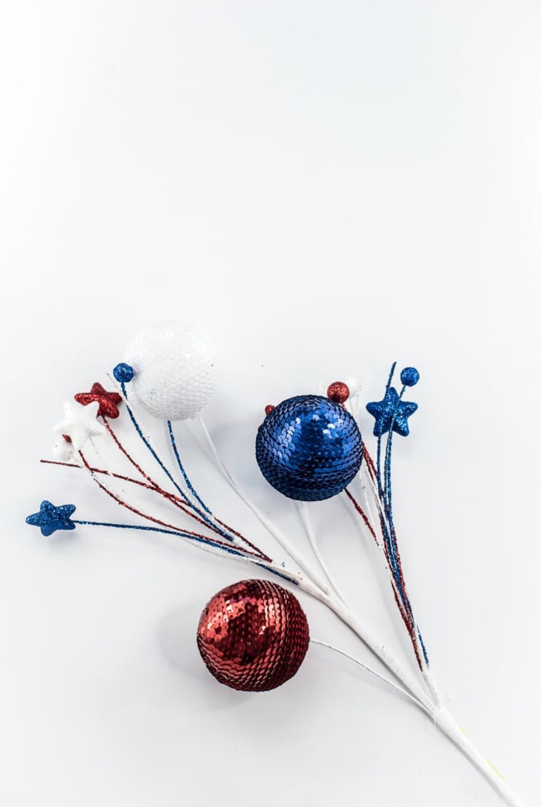 Red white and blue sequin ball spray - Greenery Marketwreath enhancements74229RWB