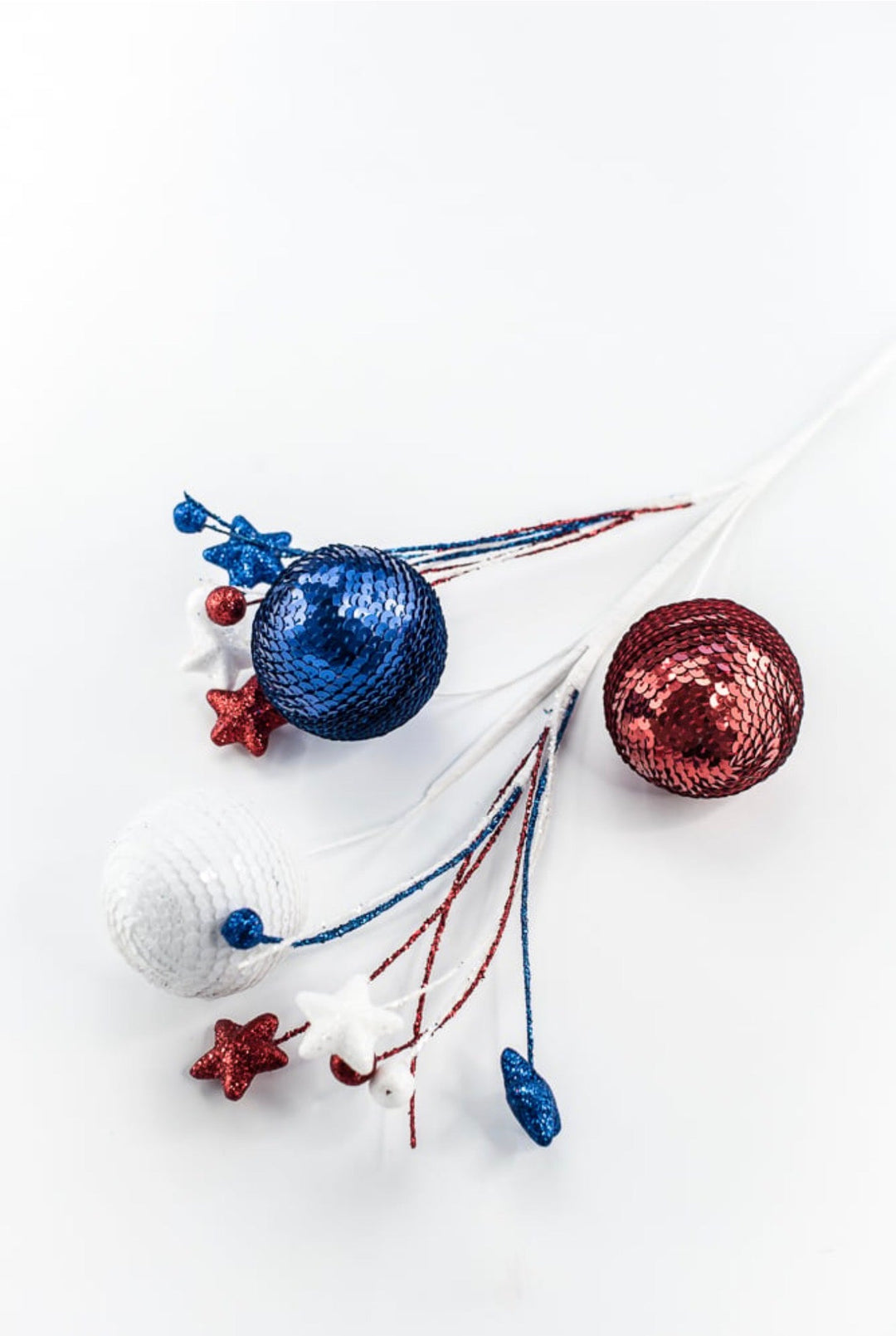 Red white and blue sequin ball spray - Greenery Marketwreath enhancements74229RWB