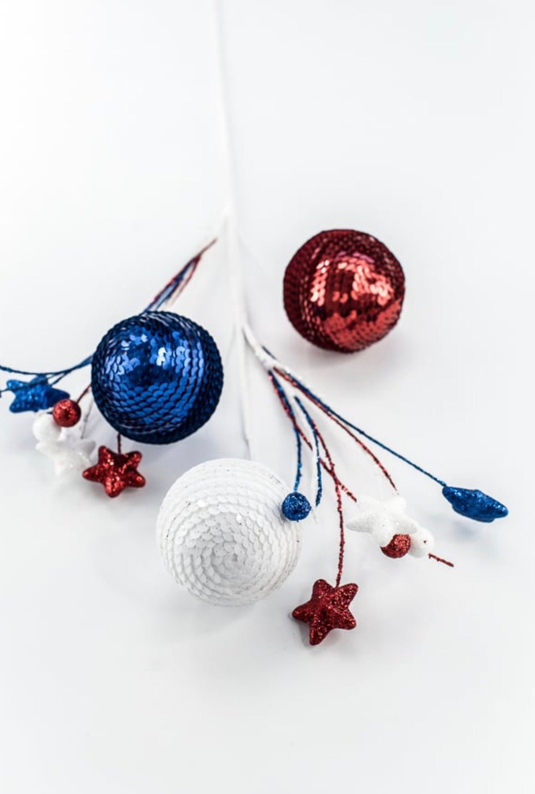 Red white and blue sequin ball spray - Greenery Marketwreath enhancements74229RWB