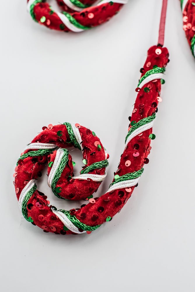 Red, White, and Green Stripe Sequin Spiral Curly Spray - Greenery Market86428RWG