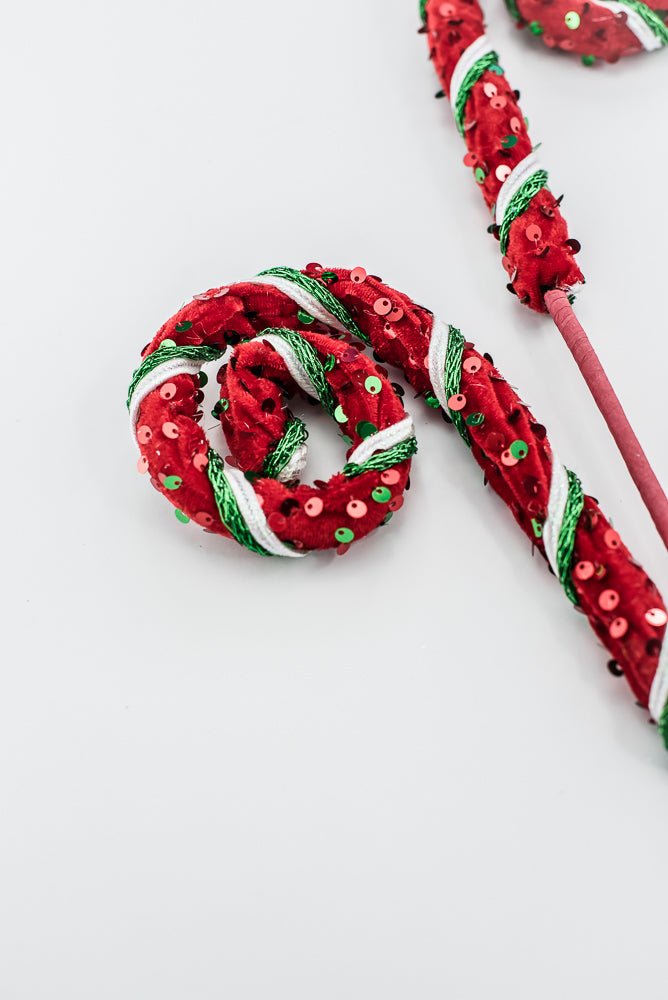 Red, White, and Green Stripe Sequin Spiral Curly Spray - Greenery Market86428RWG