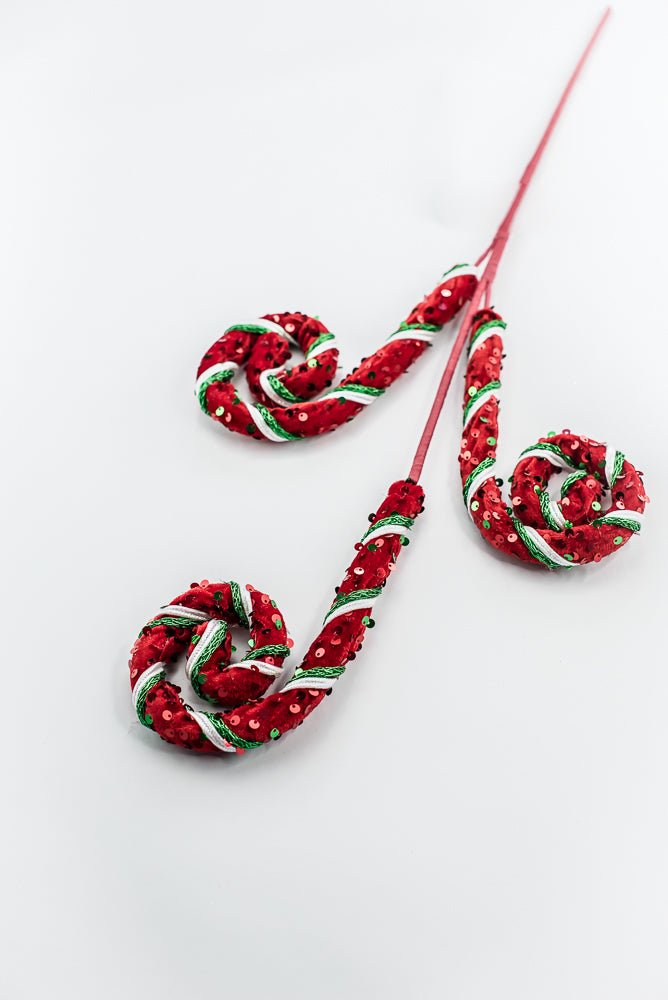 Red, White, and Green Stripe Sequin Spiral Curly Spray - Greenery Market86428RWG