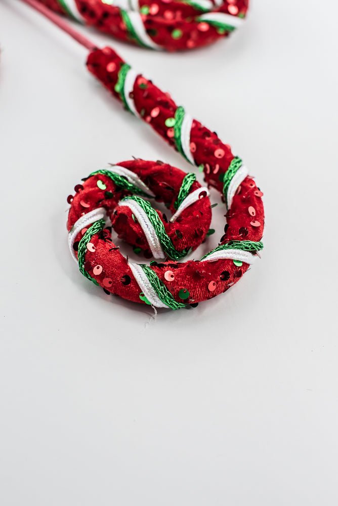 Red, White, and Green Stripe Sequin Spiral Curly Spray - Greenery Market86428RWG