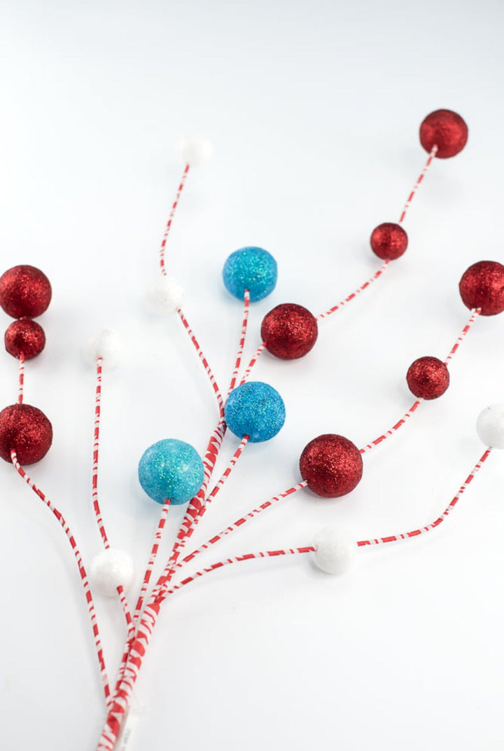 Red, white, and ice blue ball spray - Greenery MarketPicksXS999168