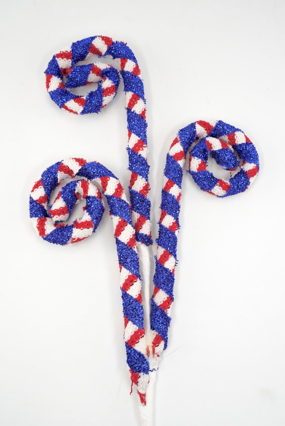 Red, White, & Blue Frizzy Stripe Spiral Curly Spray - 30" - Greenery MarketPicks74281RWB