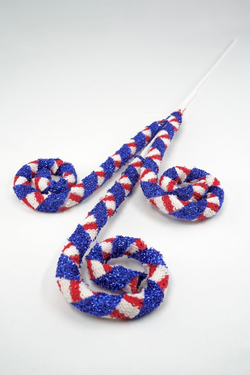 Red, White, & Blue Frizzy Stripe Spiral Curly Spray - 30" - Greenery MarketPicks74281RWB