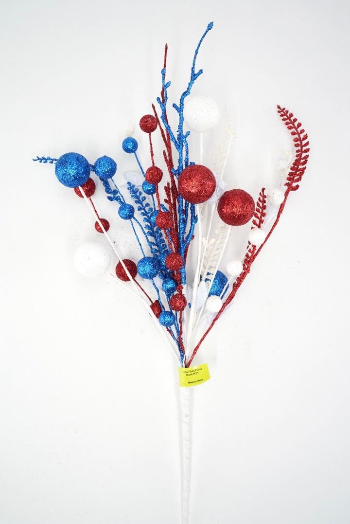 Red, White, & Blue Glitter Ball Filler Bush - 21" - Greenery MarketArtificial Flowers74290RWB