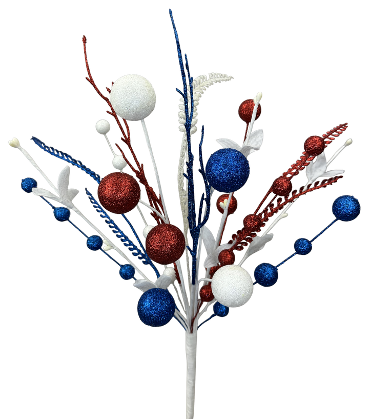 Red, White, & Blue Glitter Ball Filler Bush - 21" - Greenery MarketArtificial Flowers74290RWB