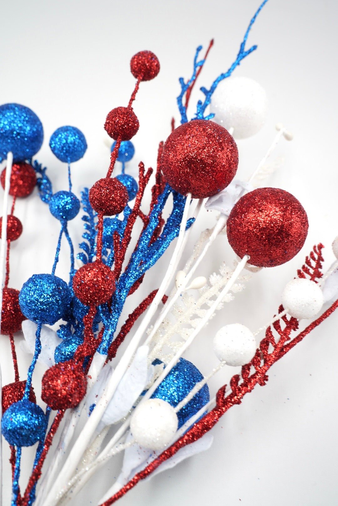 Red, White, & Blue Glitter Ball Filler Bush - 21" - Greenery MarketArtificial Flowers74290RWB