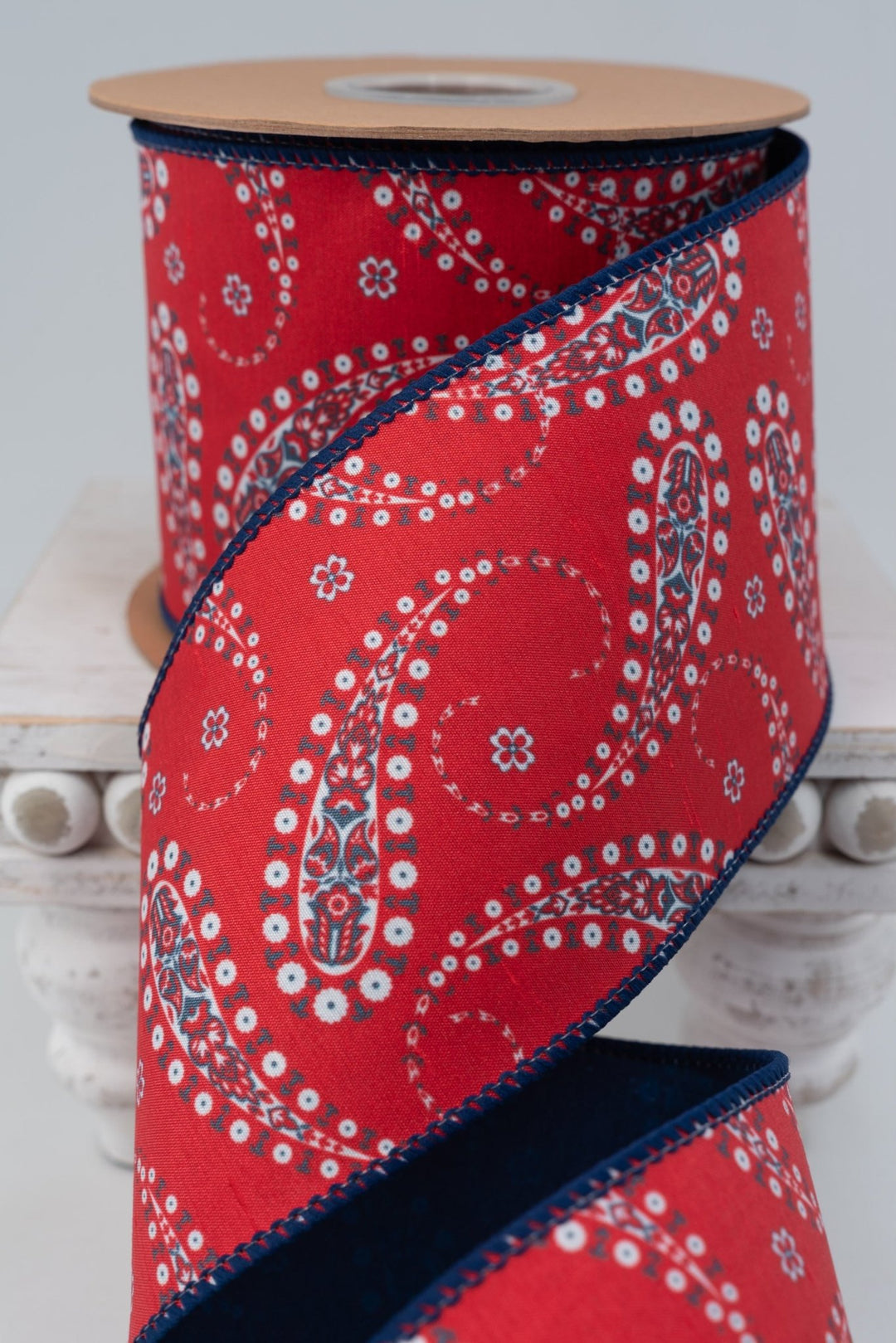 Red, White, & Blue Paisley Wired Ribbon - 4" - Greenery MarketWired Ribbon9356W-250-100E