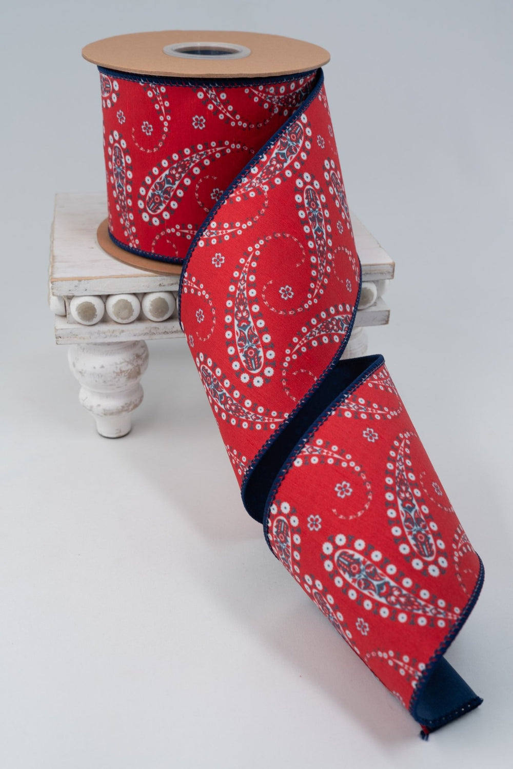 Red, White, & Blue Paisley Wired Ribbon - 4" - Greenery MarketWired Ribbon9356W-250-100E
