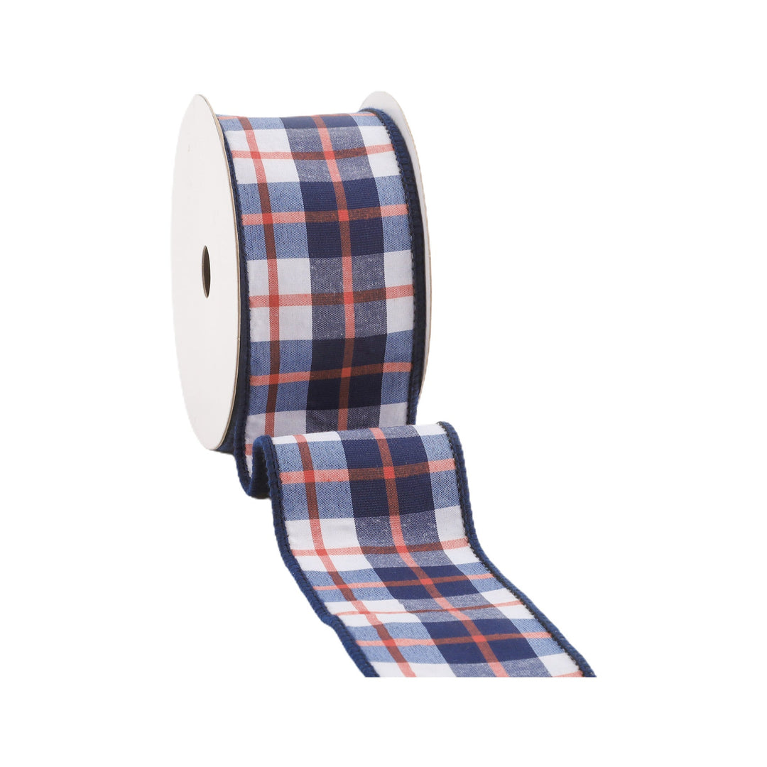 Red, White, & Blue Plaid Dupioni Wired Ribbon - 2.5" - Greenery MarketWired Ribbon9115W-036-63E