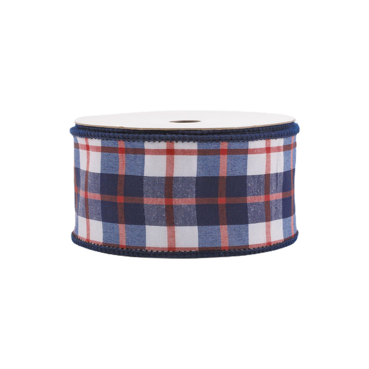 Red, White, & Blue Plaid Dupioni Wired Ribbon - 2.5" - Greenery MarketWired Ribbon9115W-036-63E