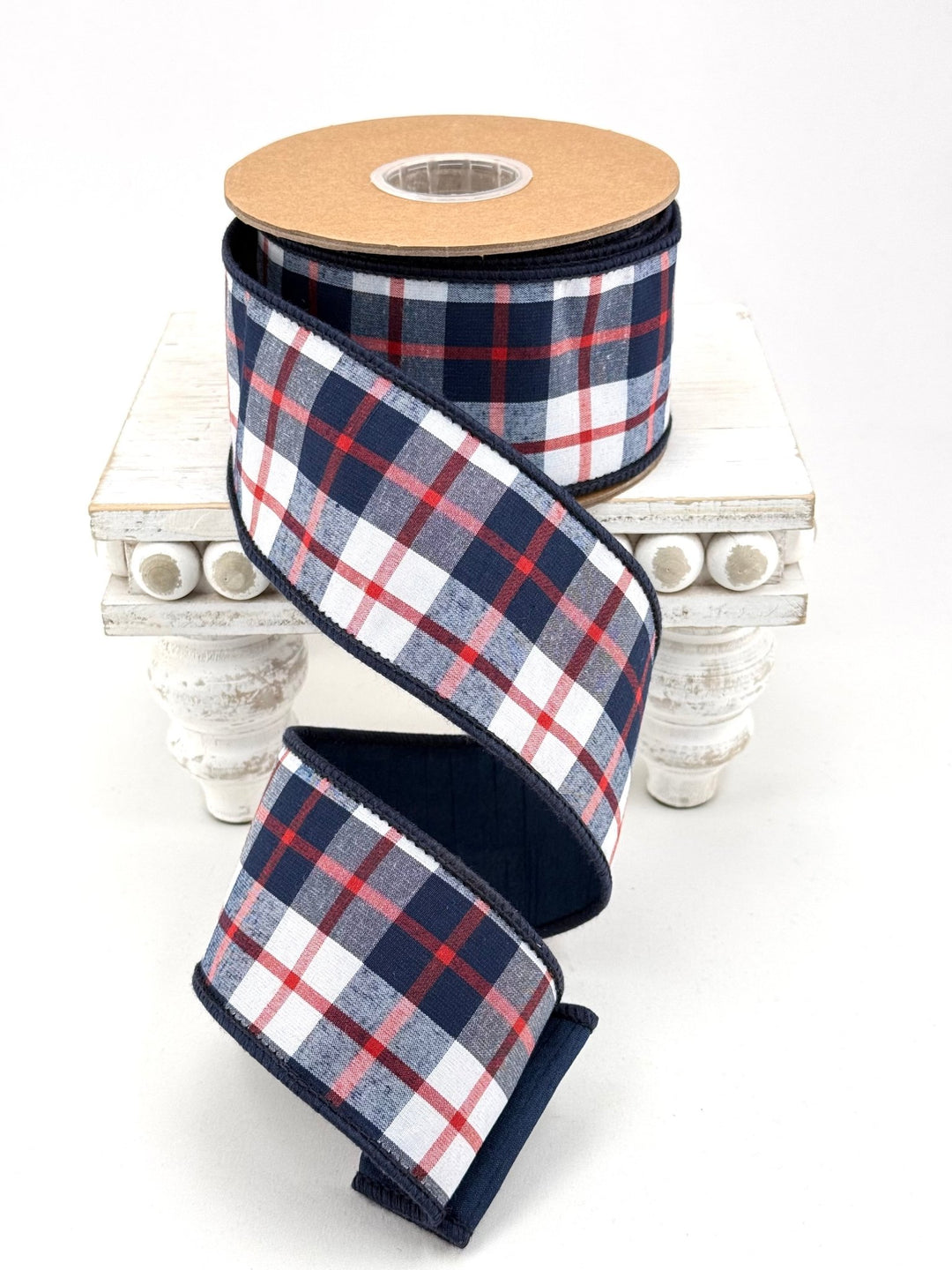 Red, White, & Blue Plaid Dupioni Wired Ribbon - 2.5" - Greenery MarketWired Ribbon9115W-036-63E