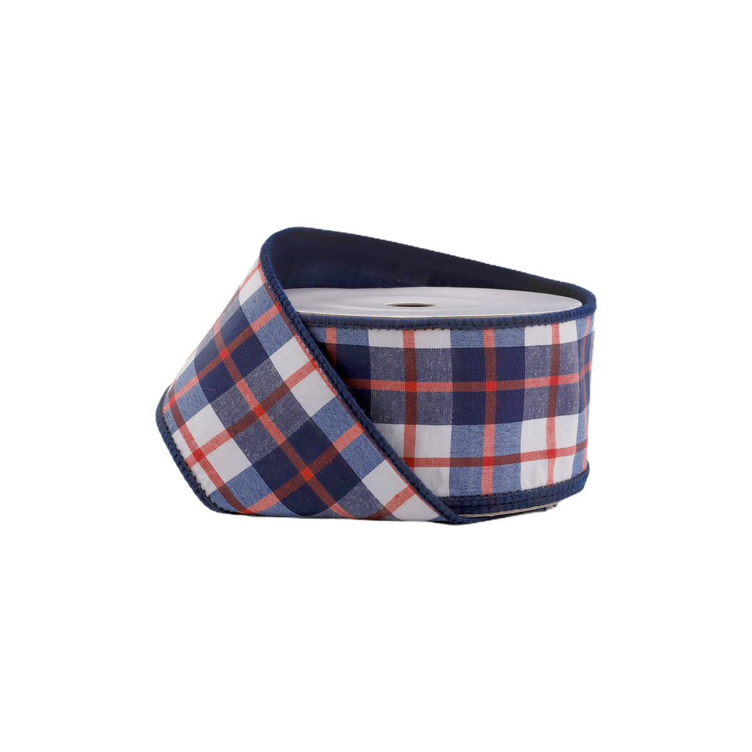 Red, White, & Blue Plaid Dupioni Wired Ribbon - 2.5" - Greenery MarketWired Ribbon9115W-036-63E